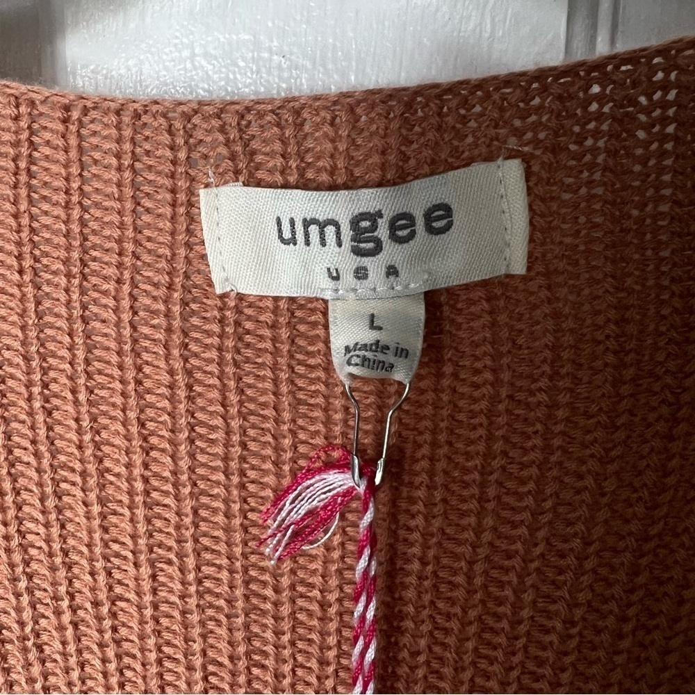 UMGEE Cotton Open Long Cardigan Striped Size Large - Picture 7 of 9